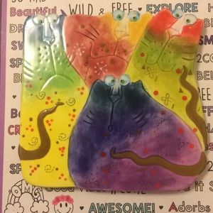 Crazy cat porcelain coaster